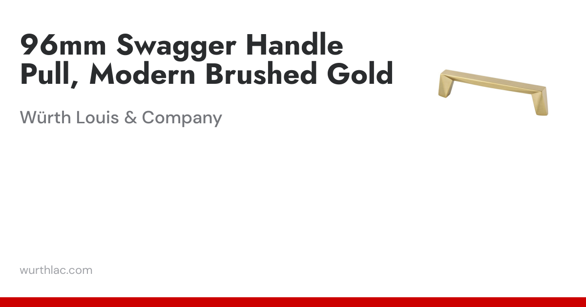 96mm Swagger Handle Pull, Modern Brushed Gold | Würth Louis & Company