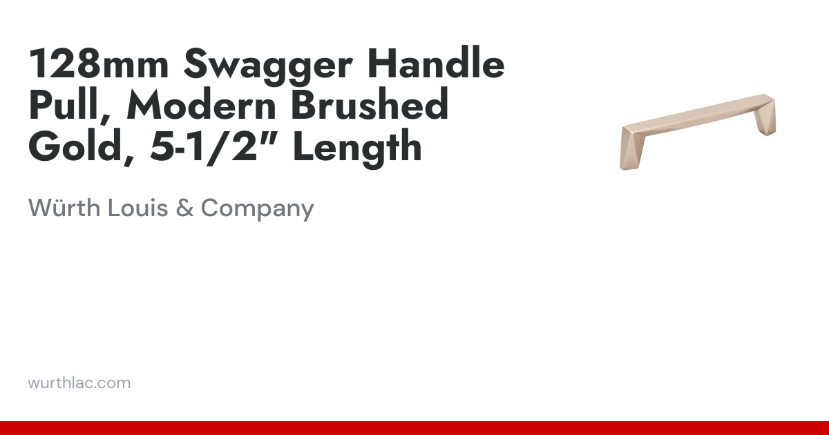 128mm Swagger Handle Pull, Modern Brushed Gold, 5-1/2