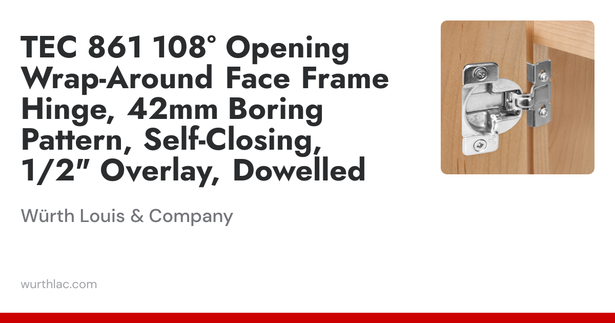 TEC 861 108° Opening Wrap-Around Face Frame Hinge, 42mm Boring Pattern ...