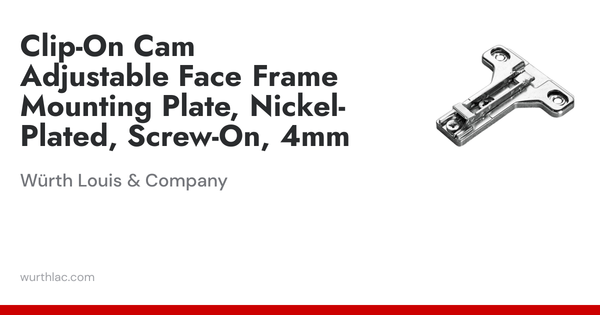Clip-On Cam Adjustable Face Frame Mounting Plate, Nickel-Plated, Screw ...