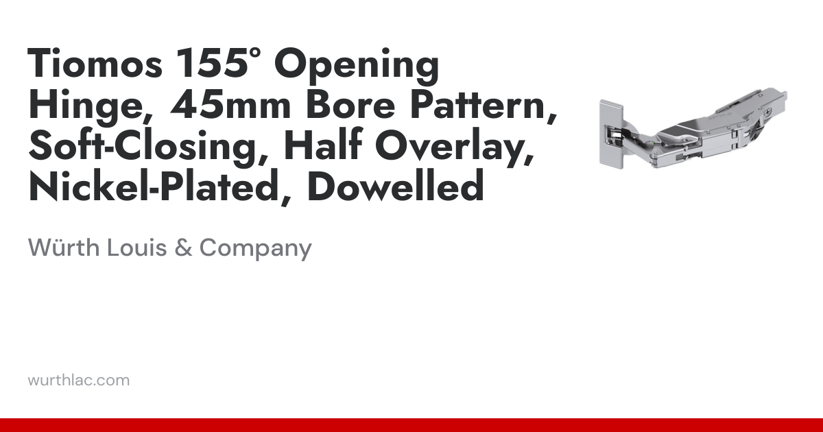 Tiomos 155° Opening Hinge, 45mm Bore Pattern, Soft-Closing, Half ...
