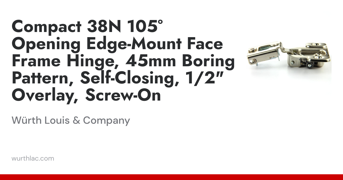 Compact 38N 105° Opening Edge-Mount Face Frame Hinge, 45mm Boring ...