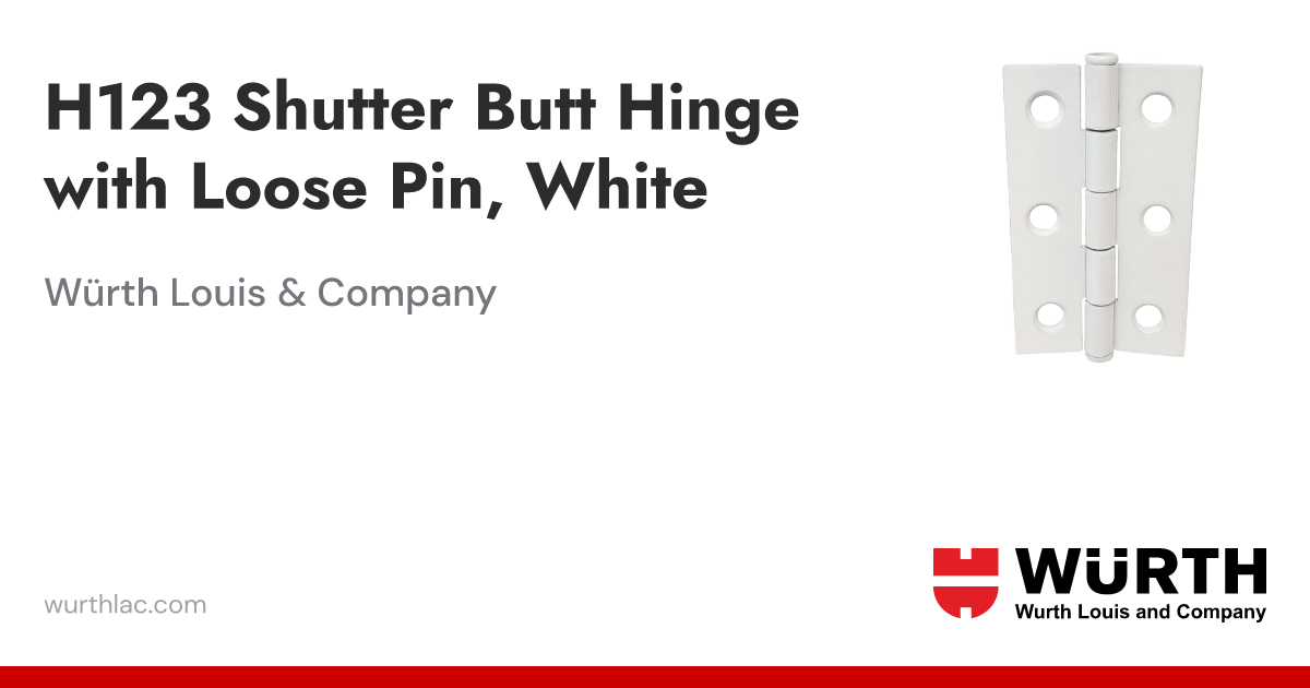H123 Shutter Butt Hinge with Loose Pin, White | Würth Louis & Company