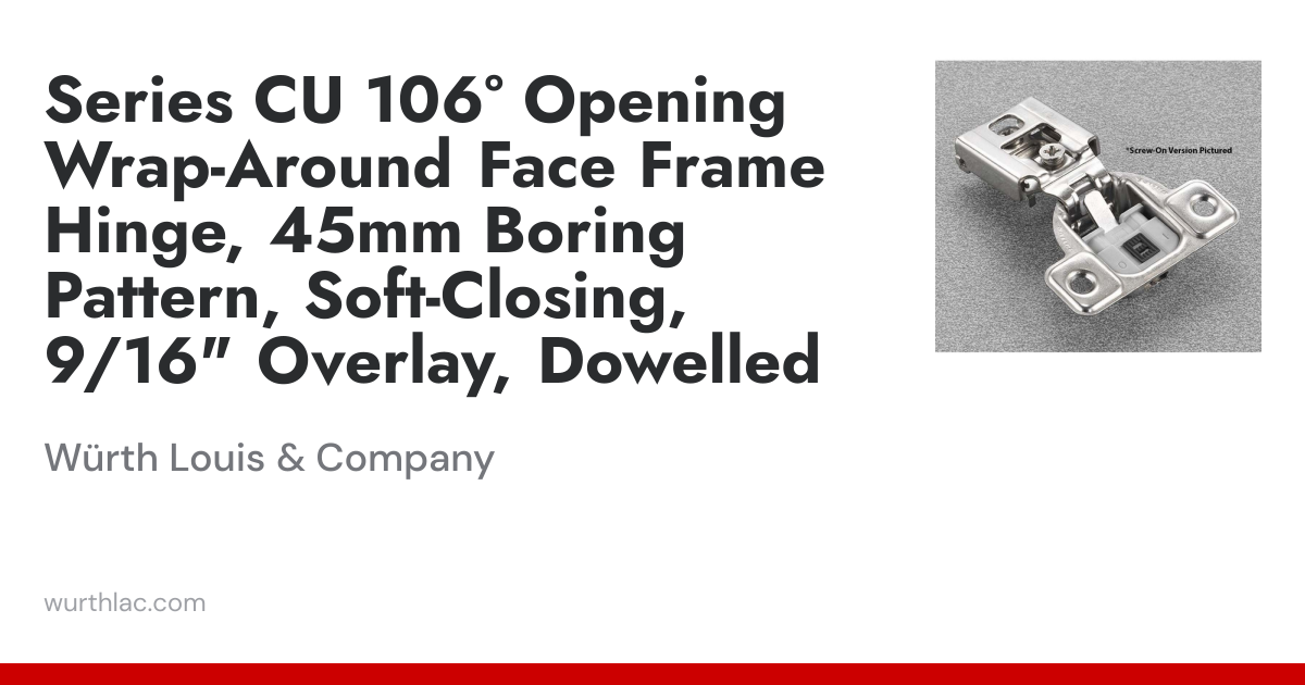 Series CU 106° Opening Wrap-Around Face Frame Hinge, 45mm Boring ...