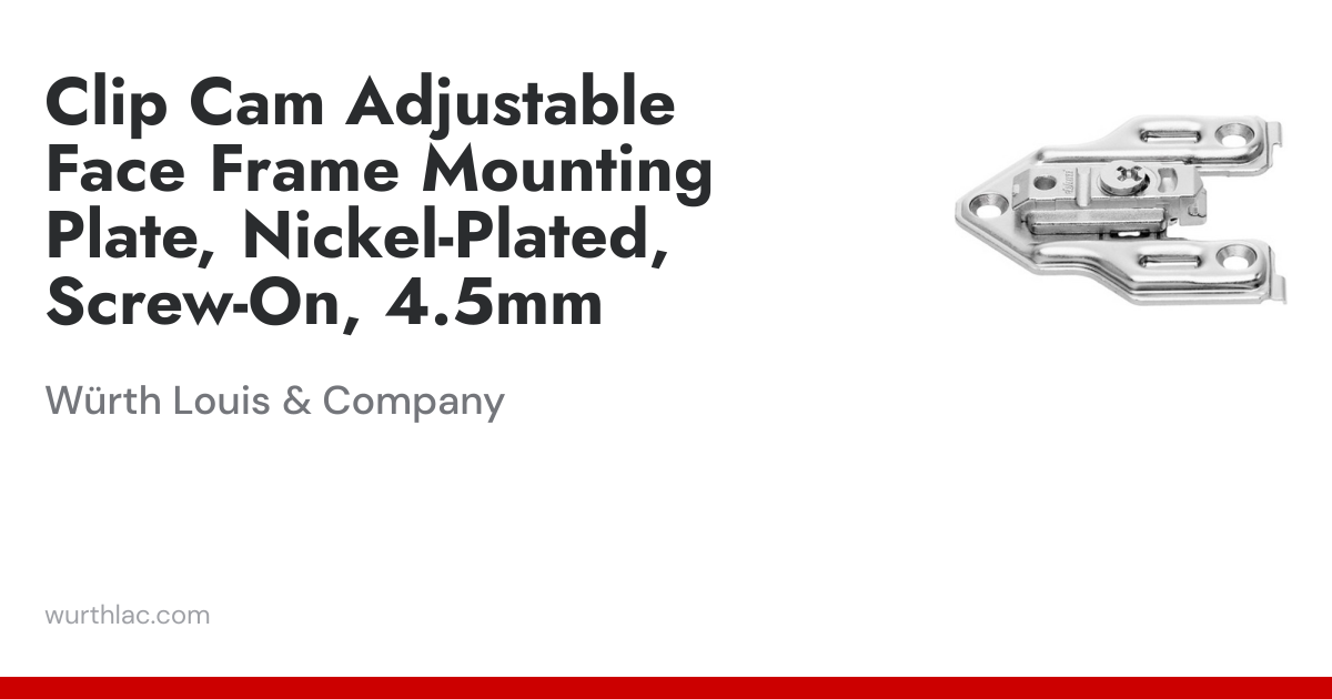 Clip Cam Adjustable Face Frame Mounting Plate, Nickel-Plated, Screw-On ...