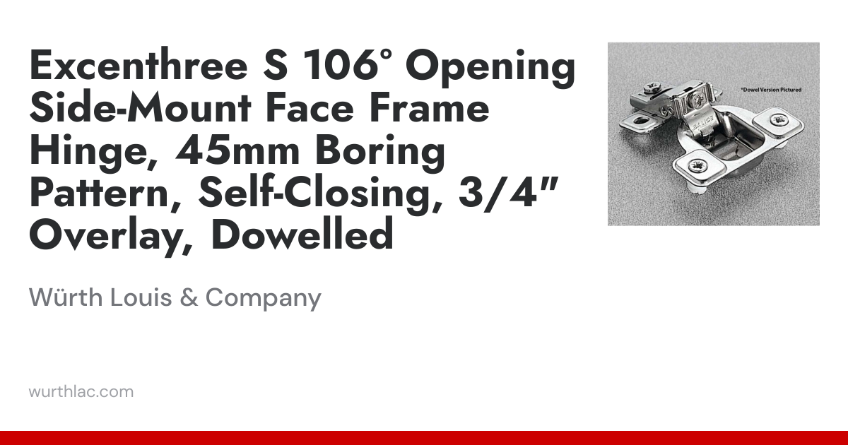 Excenthree S 106° Opening Side-Mount Face Frame Hinge, 45mm Boring ...