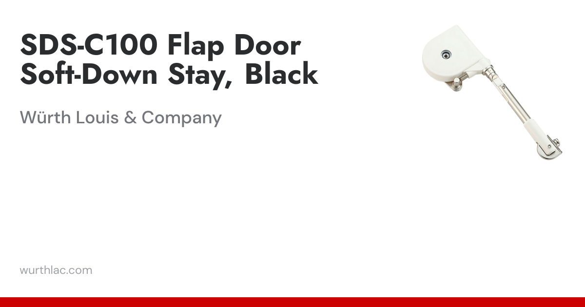 Sugatsune Lapcon 90-Degree Soft-Down Lid Flap Stay – Black SGSDS-C100/BLK, Smooth Closing For Cabinets & Furniture