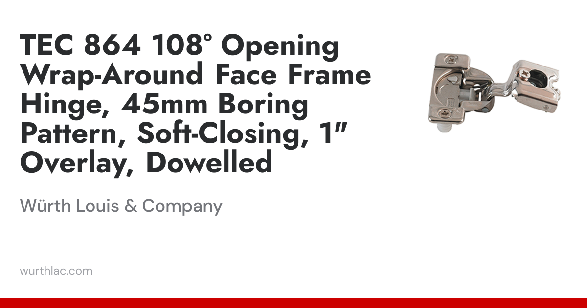 TEC 864 108° Opening Wrap-Around Face Frame Hinge, 45mm Boring Pattern ...