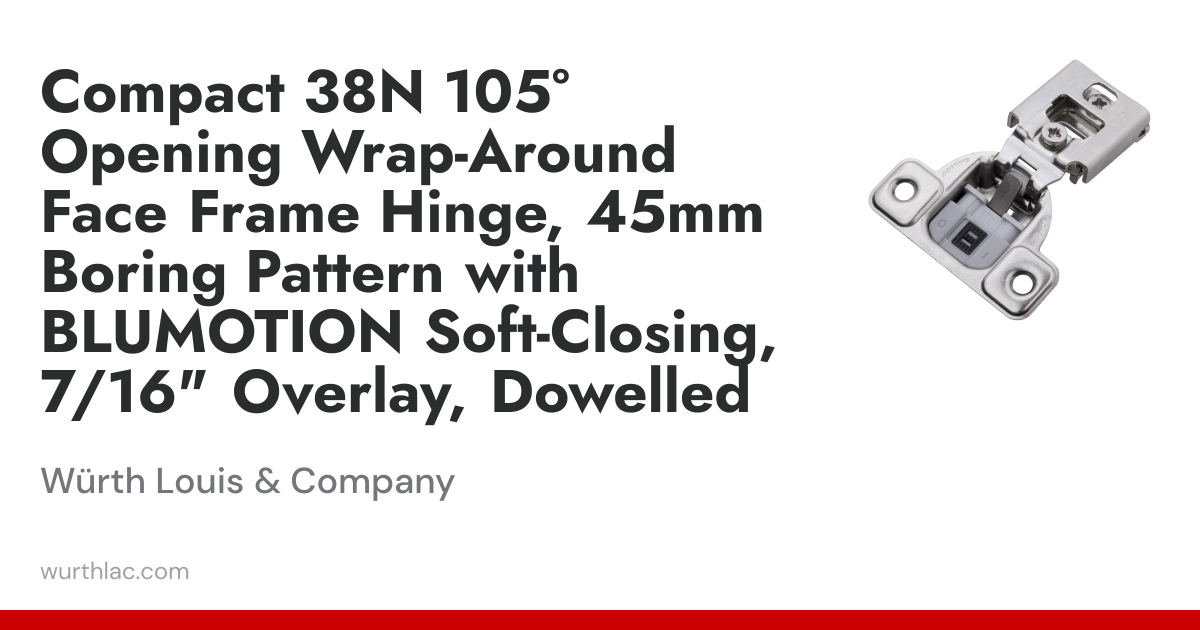 Compact 38N 105° Opening Wrap-Around Face Frame Hinge, 45mm Boring ...
