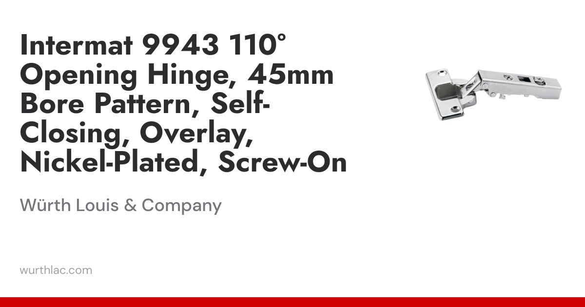 Intermat 9943 110° Opening Hinge, 45mm Bore Pattern, Self-Closing ...