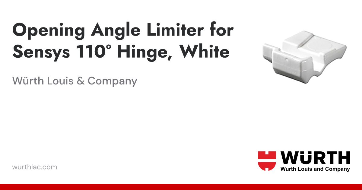 Opening Angle Limiter for Sensys 110° Hinge, White | Würth Louis & Company