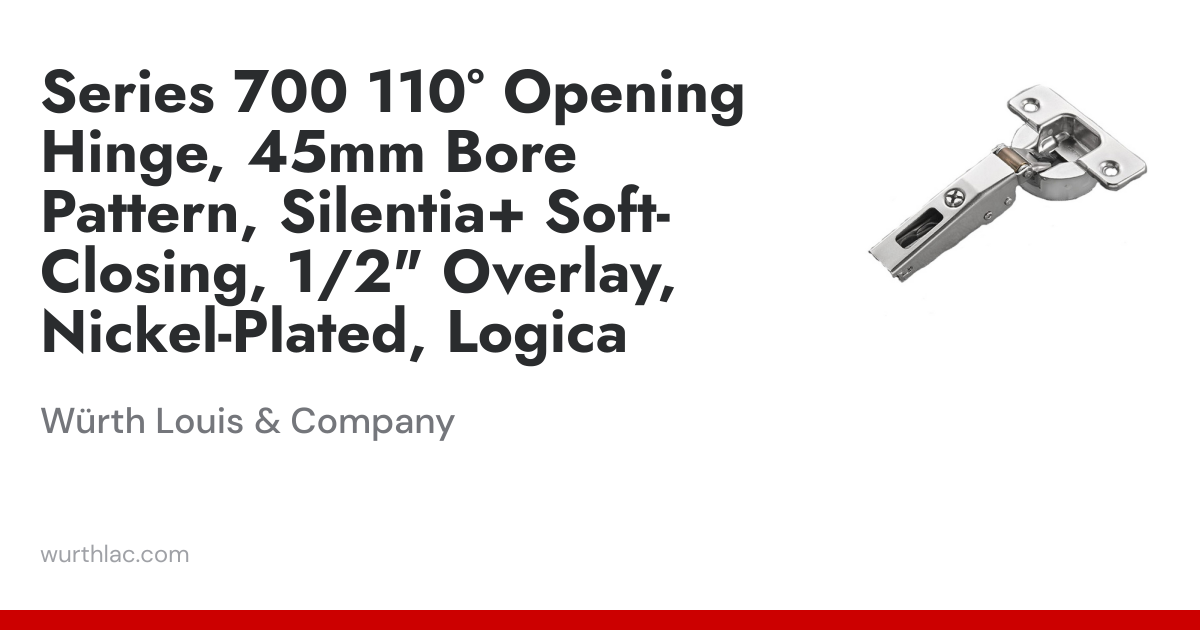 Series 700 110° Opening Hinge, 45mm Bore Pattern, Silentia+ Soft ...