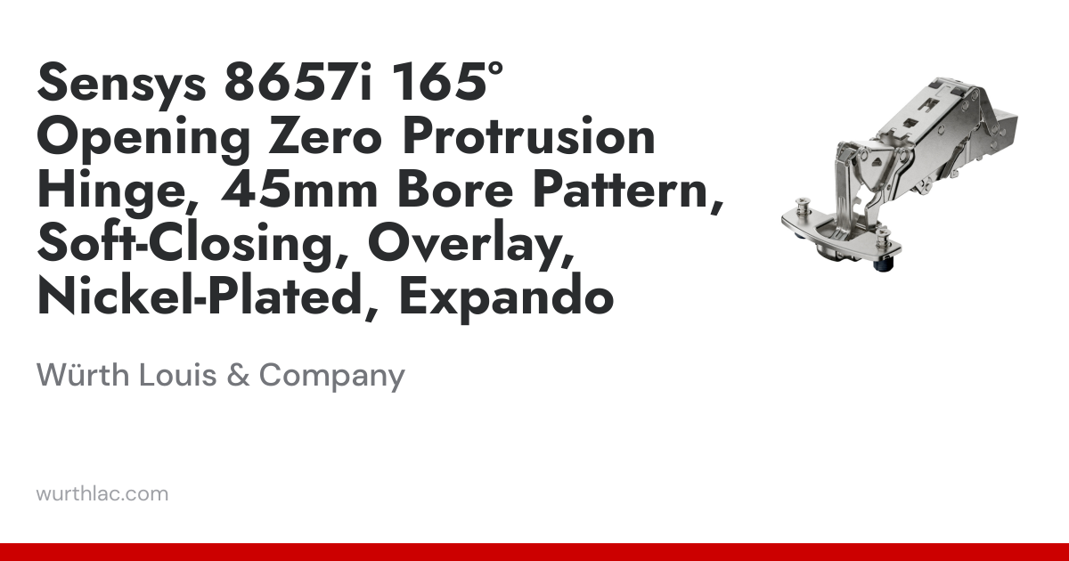 Sensys 8657i 165° Opening Zero Protrusion Hinge, 45mm Bore Pattern ...