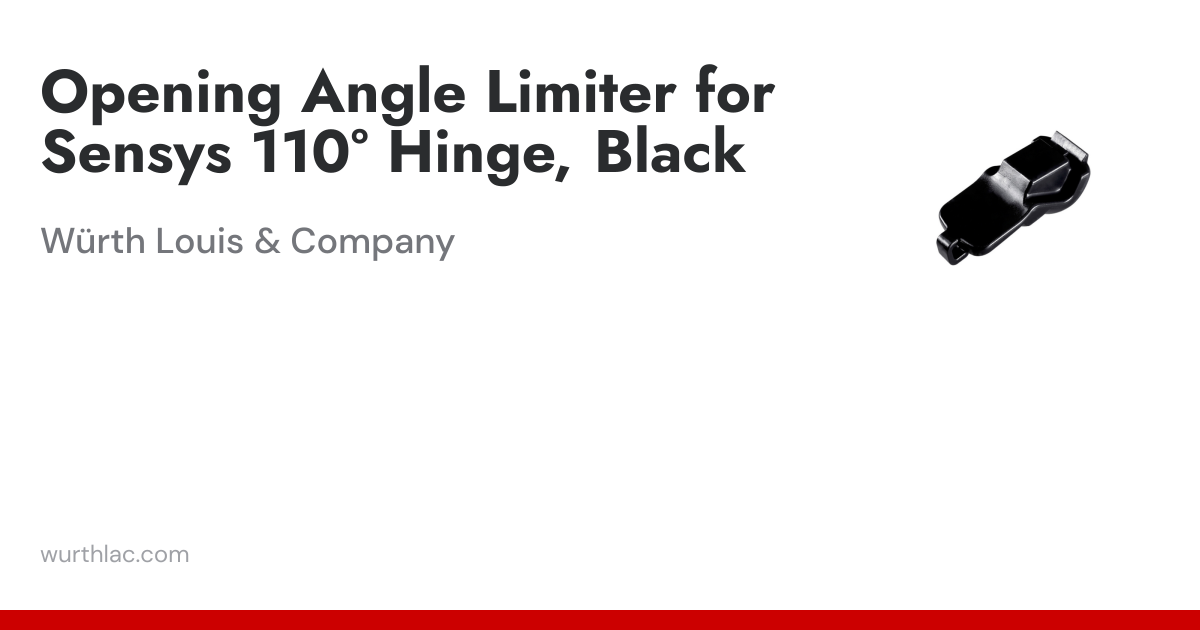 Opening Angle Limiter for Sensys 110° Hinge, Black | Würth Louis & Company