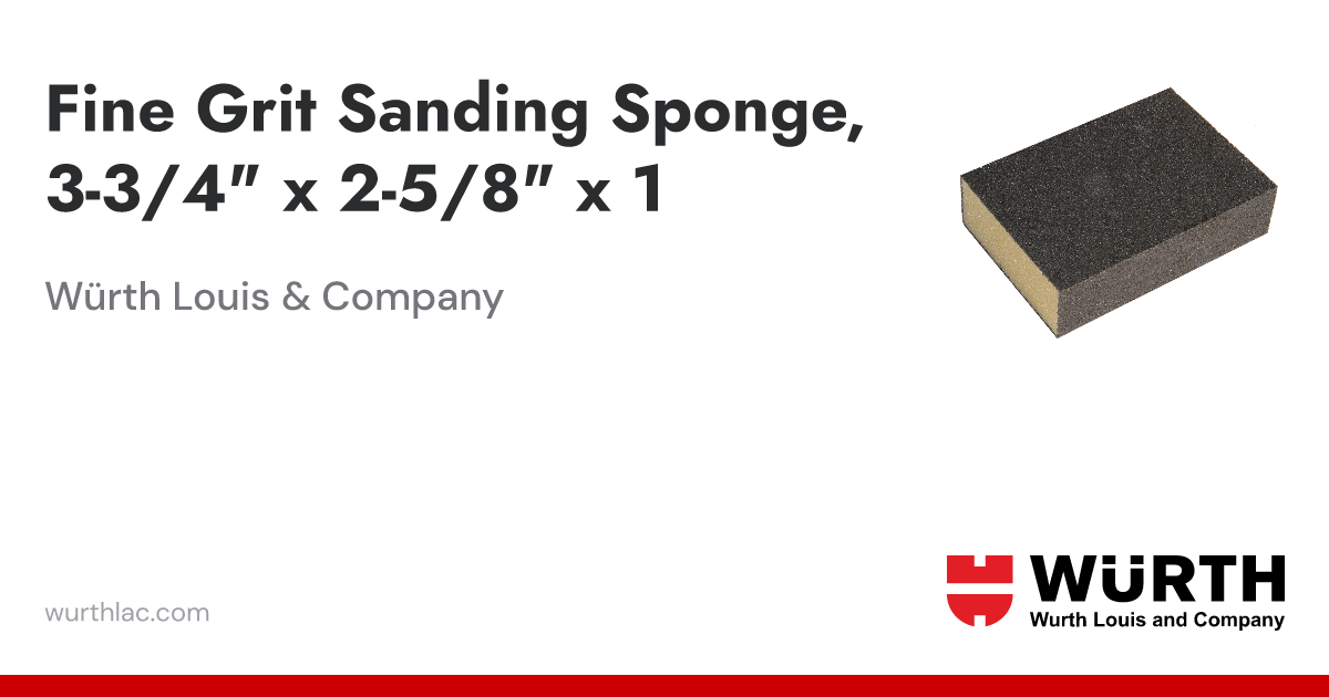 Fine Grit Sanding Sponge, 33/4" x 25/8" x 1 Würth Louis & Company