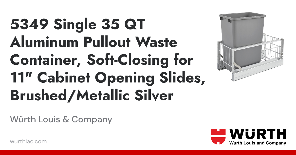 5349 Single 35 QT Aluminum Pullout Waste Container, Soft-Closing for 11 ...