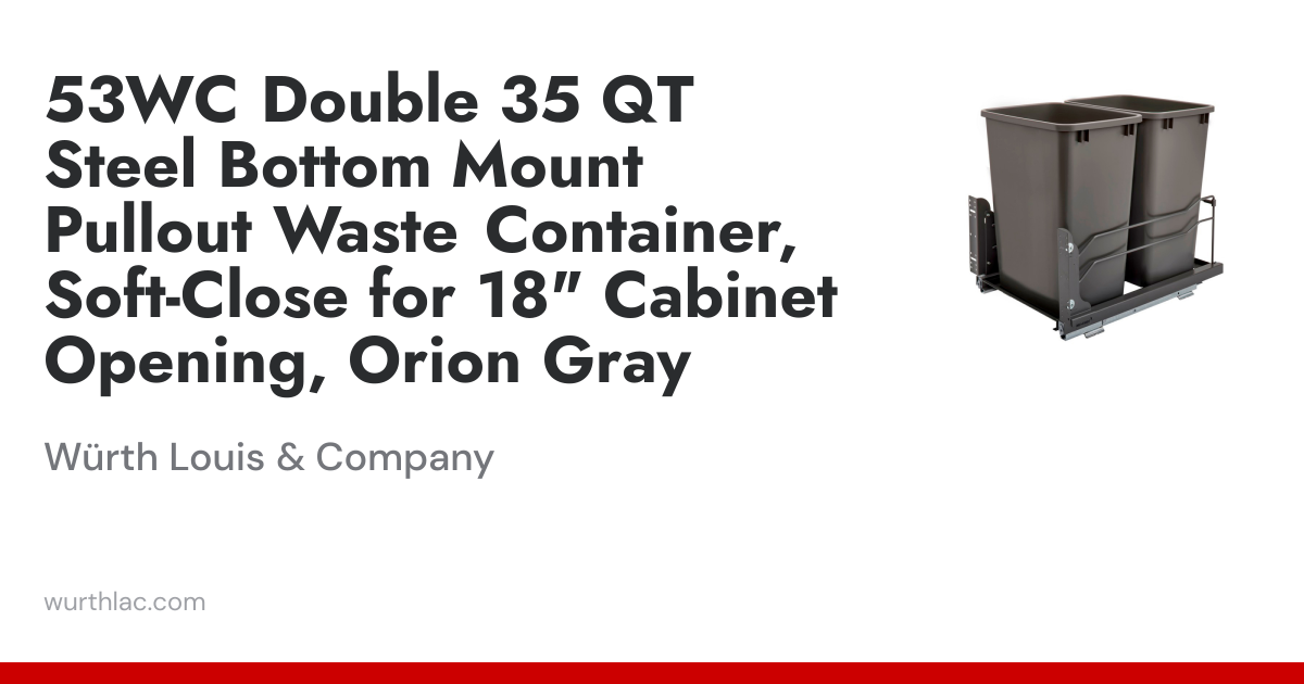 53WC Double 35 QT Steel Bottom Mount Pullout Waste Container, Soft ...