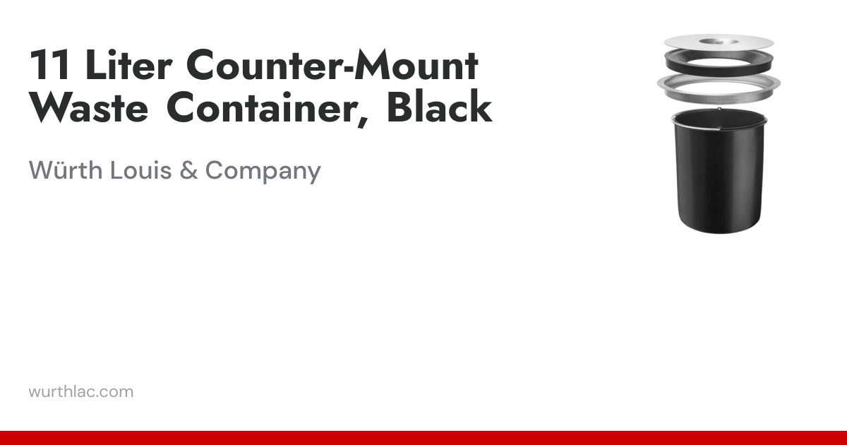 11 Liter Counter-Mount Waste Container, Black | Würth Louis & Company