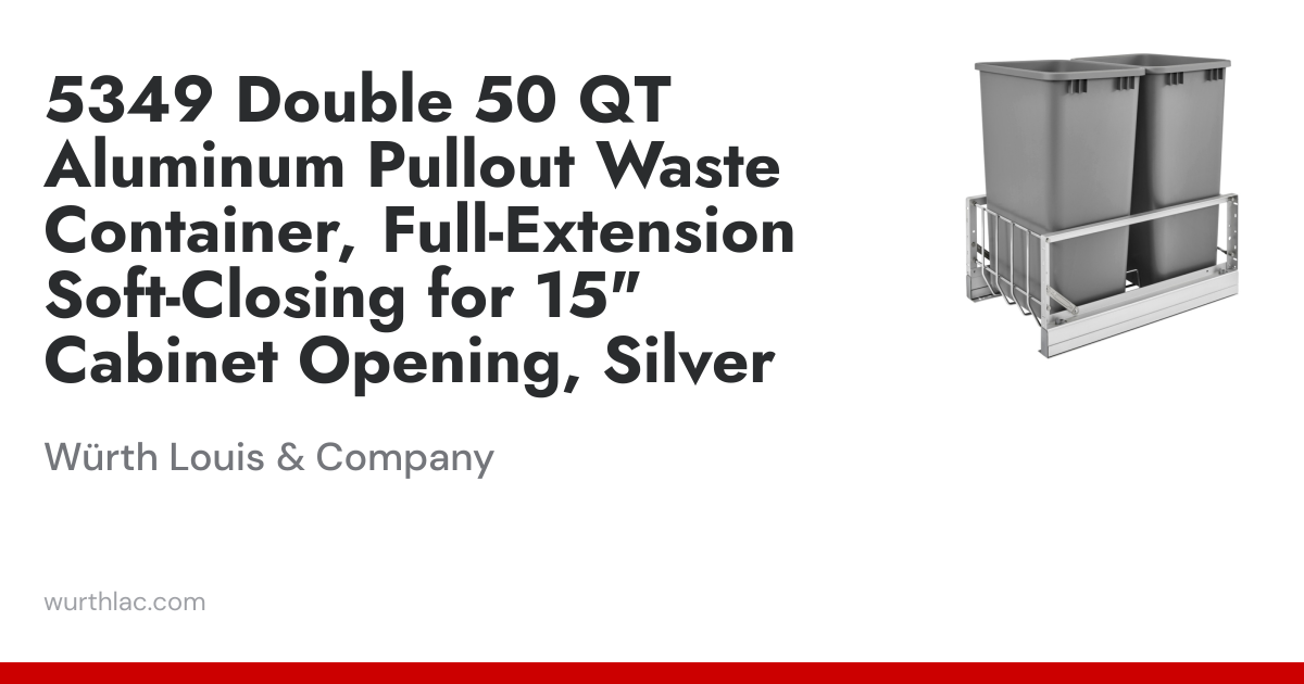 5349 Double 50 QT Aluminum Pullout Waste Container, Full-Extension Soft ...
