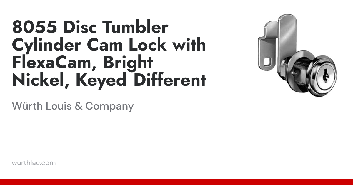 8055 Disc Tumbler Cylinder Cam Lock with FlexaCam, Bright Nickel, Keyed ...