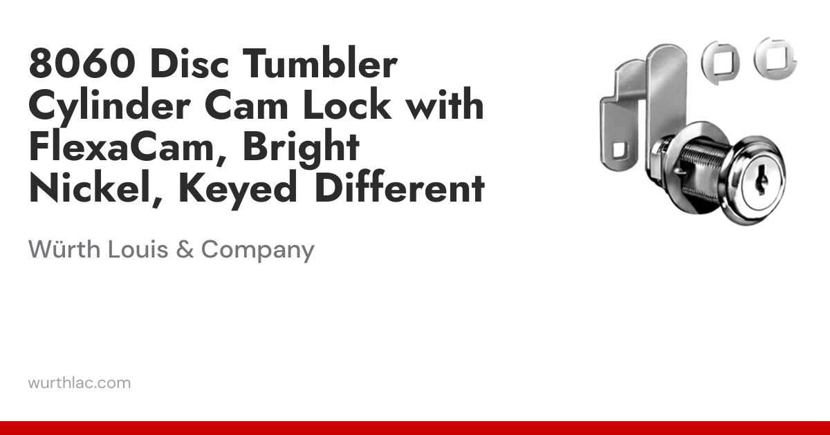 8060 Disc Tumbler Cylinder Cam Lock with FlexaCam, Bright Nickel, Keyed ...
