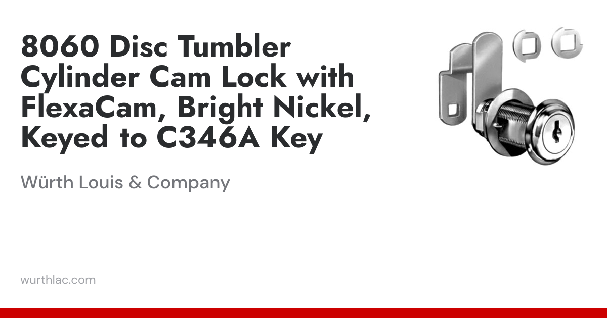 8060 Disc Tumbler Cylinder Cam Lock with FlexaCam, Bright Nickel, Keyed ...