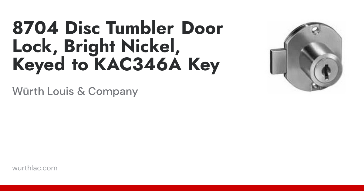 8704 Disc Tumbler Door Lock, Bright Nickel, Keyed to KAC346A Key ...