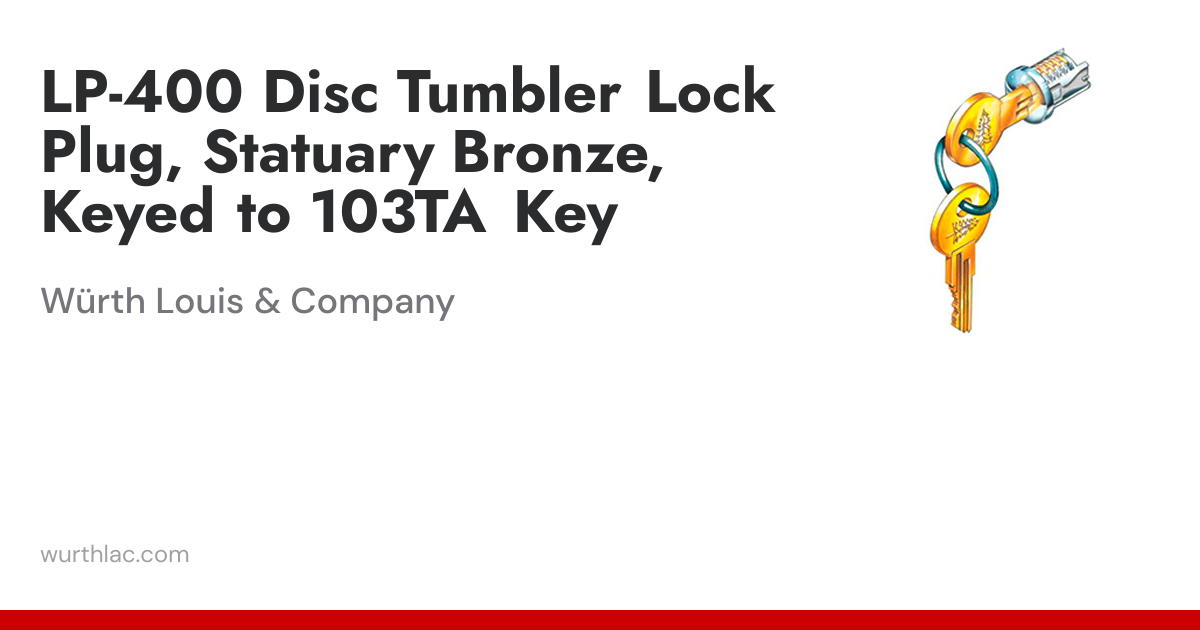 LP-400 Disc Tumbler Lock Plug, Statuary Bronze, Keyed to 103TA Key ...