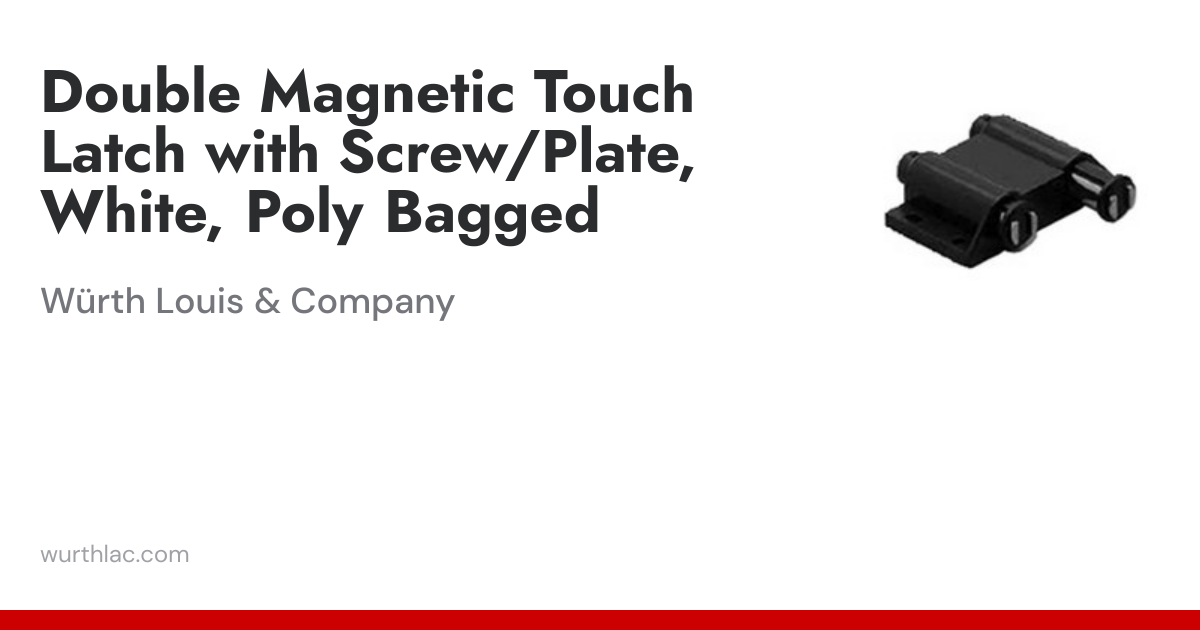 Double Magnetic Touch Latch with Screw/Plate, White, Poly Bagged ...