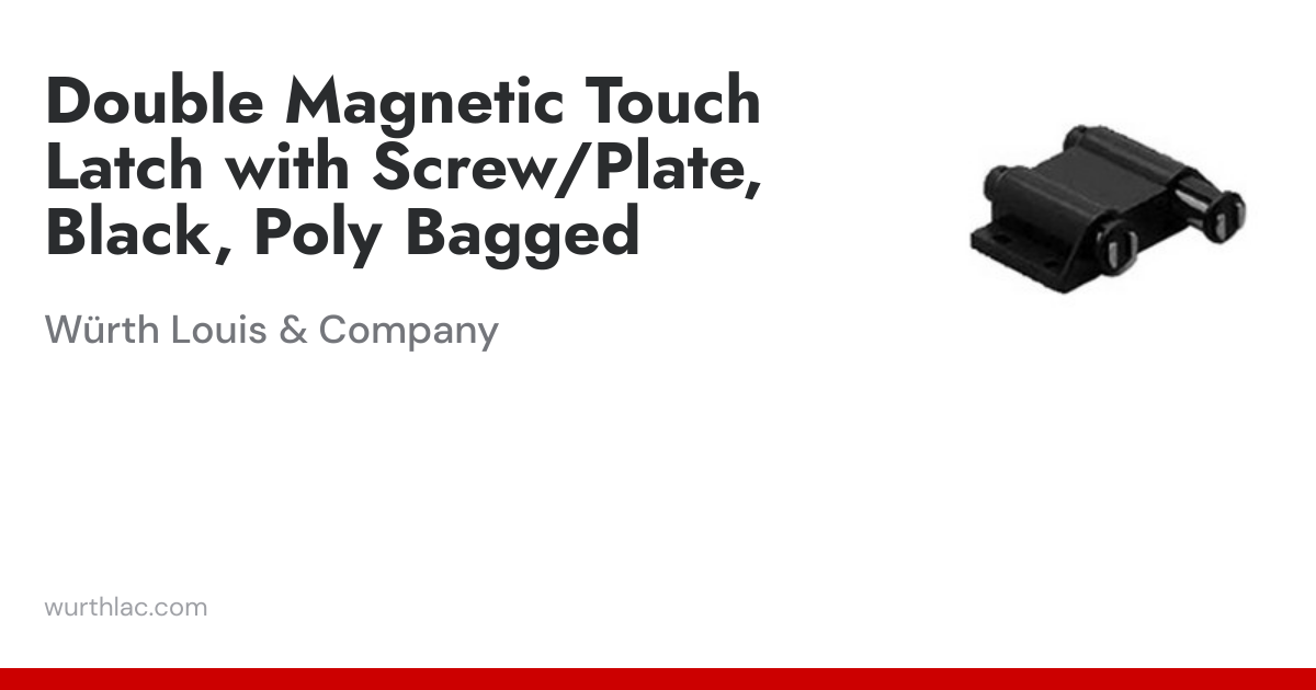 Double Magnetic Touch Latch with Screw/Plate, Black, Poly Bagged ...