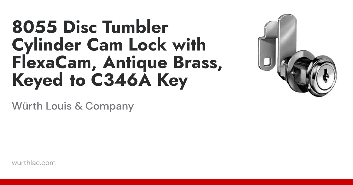8055 Disc Tumbler Cylinder Cam Lock with FlexaCam, Antique Brass, Keyed ...