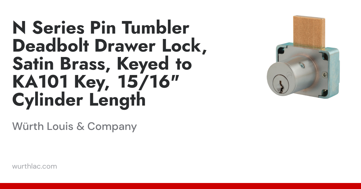N Series Pin Tumbler Deadbolt Drawer Lock, Satin Brass, Keyed to KA101 ...