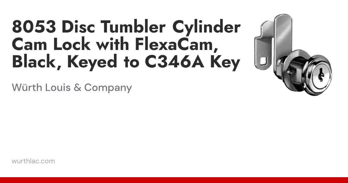 8053 Disc Tumbler Cylinder Cam Lock with FlexaCam, Black, Keyed to ...