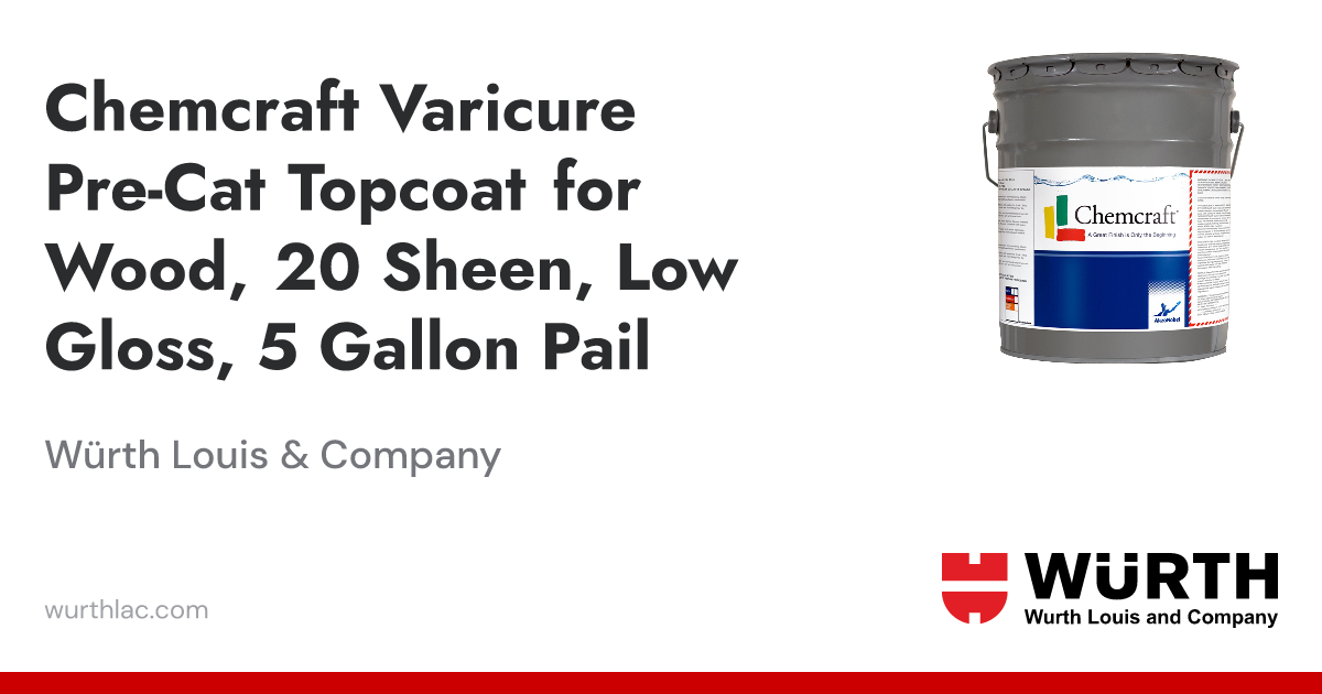 Chemcraft Varicure Pre-Cat Topcoat for Wood, 20 Sheen, Low Gloss, 5 ...