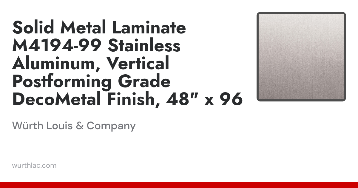 Solid Metal Laminate M4194-99 Stainless Aluminum, Vertical Postforming ...