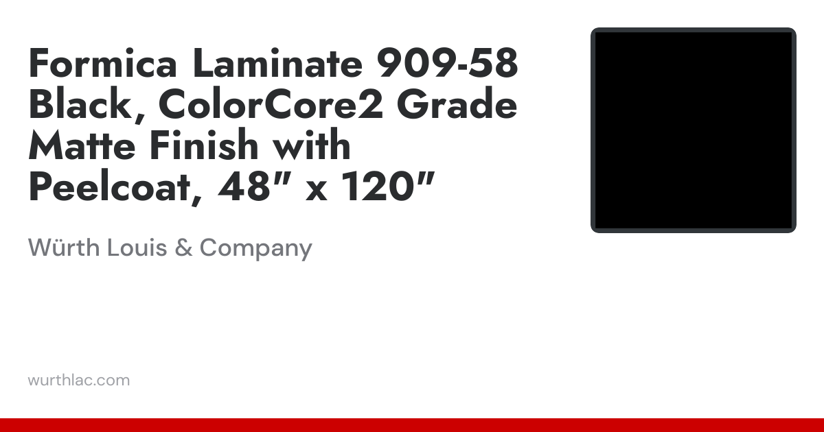 Formica Laminate 909-58 Black, ColorCore2 Grade Matte Finish with ...