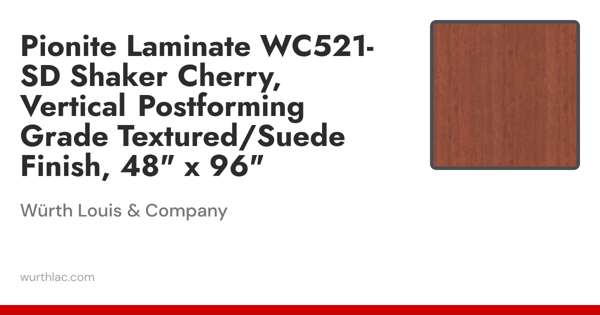 Pionite Laminate WC521-SD Shaker Cherry, Vertical Postforming Grade ...