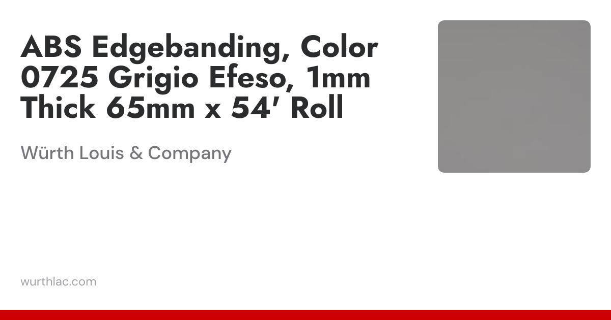 ABS Edgebanding, Color 0725 Grigio Efeso, 1mm Thick 65mm x 54' Roll ...
