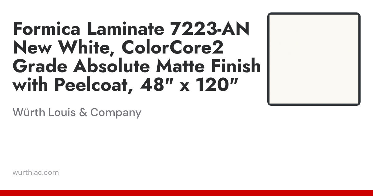Formica Laminate 7223-AN New White, ColorCore2 Grade Absolute Matte ...
