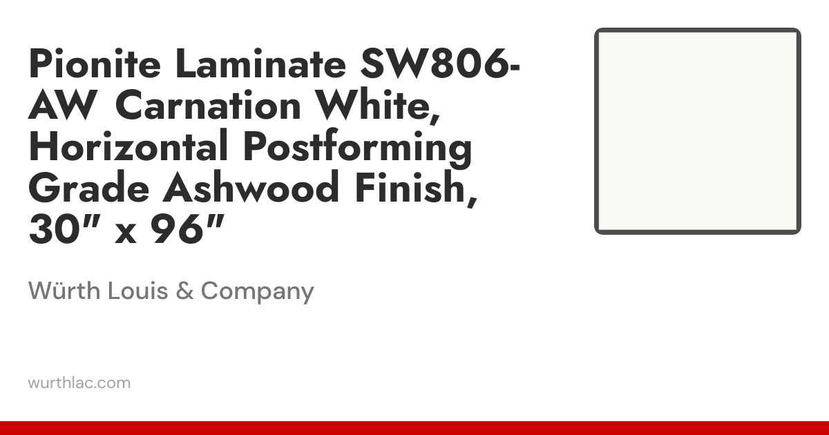 Pionite Laminate SW806-AW Carnation White, Horizontal Postforming Grade ...