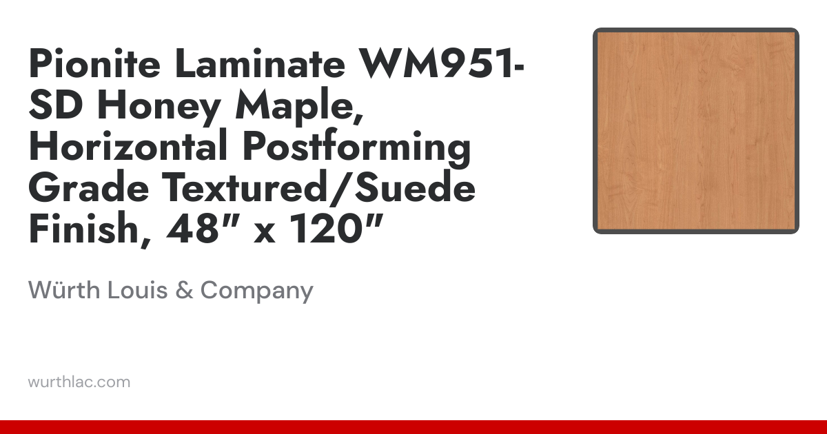 Pionite Laminate WM951-SD Honey Maple, Horizontal Postforming Grade ...