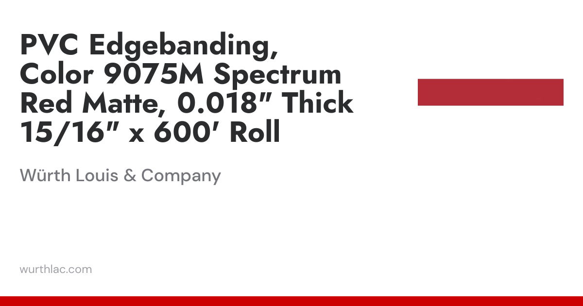 PVC Edgebanding, Color 9075M Spectrum Red Matte, 0.018