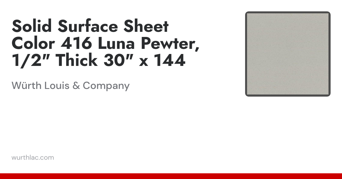 Solid Surface Sheet Color 416 Luna Pewter, 1/2