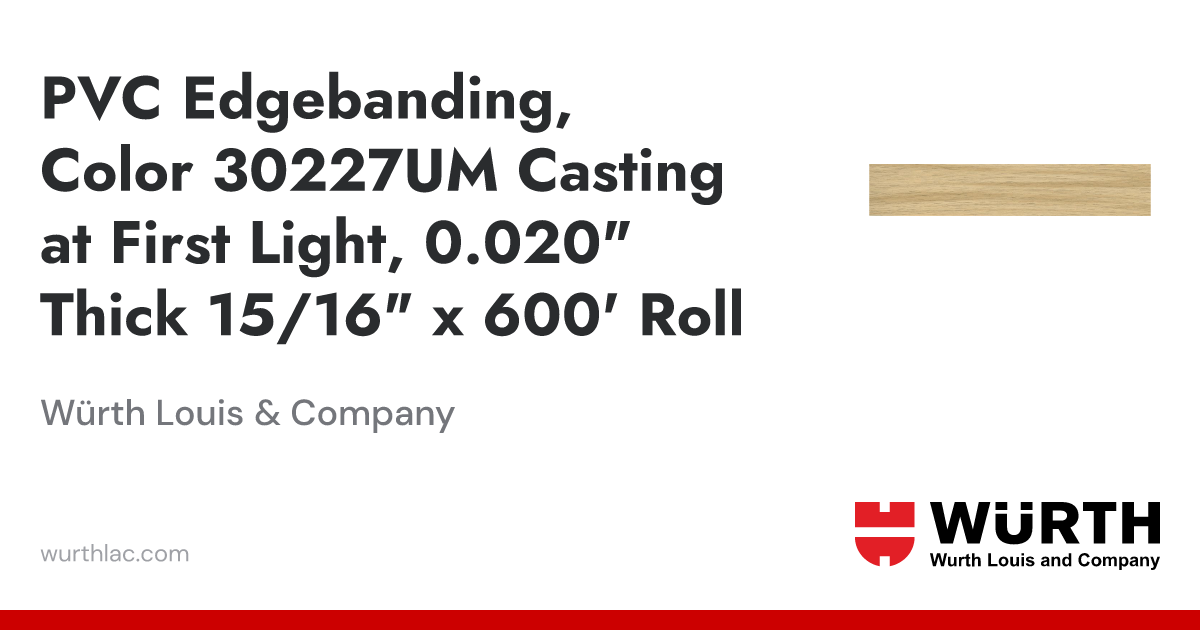 PVC Edgebanding, Color 30227UM Casting at First Light, 0.020