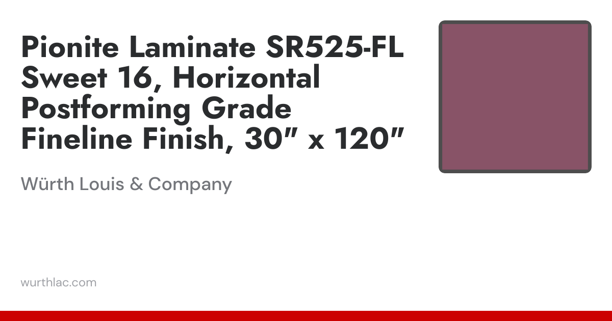 Pionite Laminate SR525-FL Sweet 16, Horizontal Postforming Grade ...
