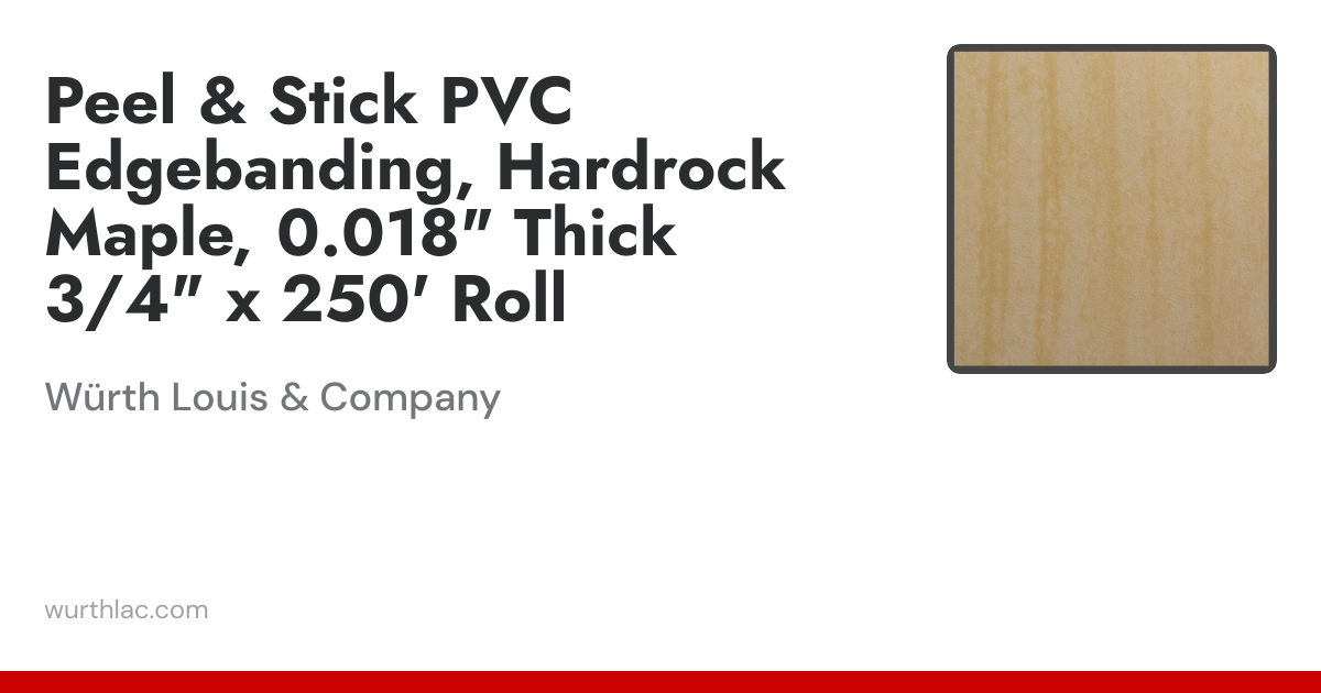 Peel & Stick PVC Edgebanding, Hardrock Maple, 0.018