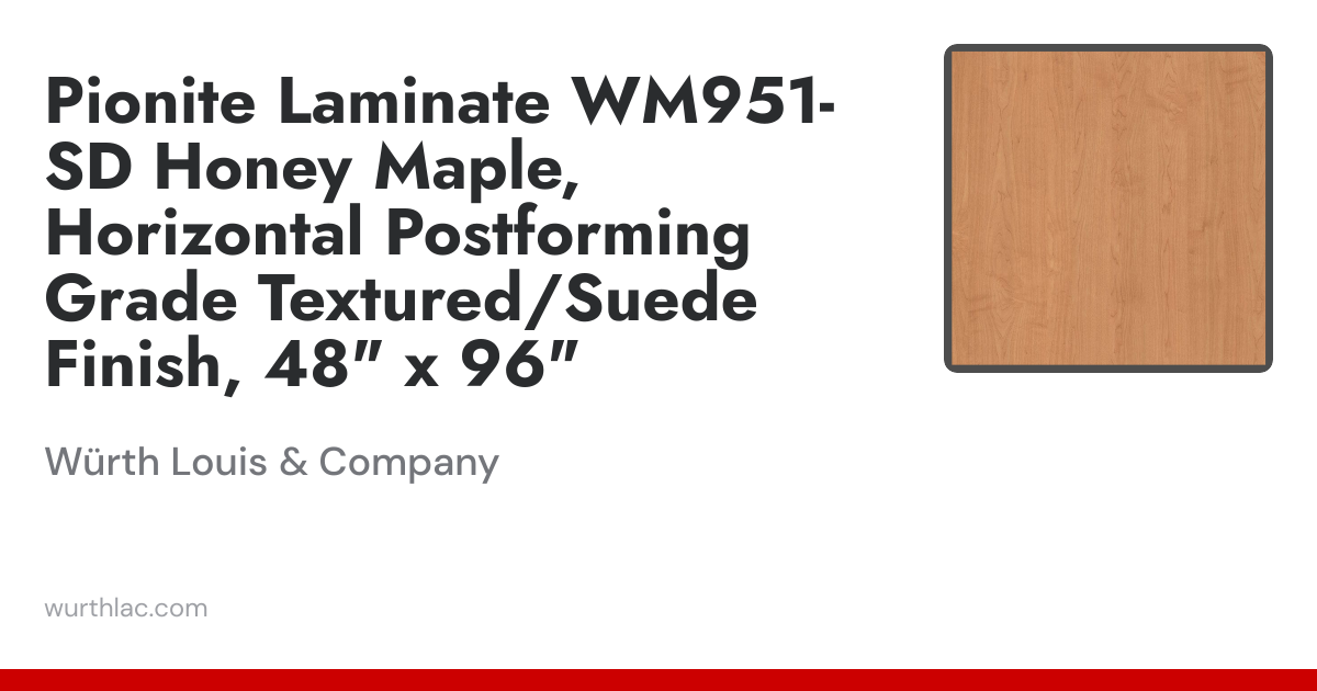Pionite Laminate WM951-SD Honey Maple, Horizontal Postforming Grade ...