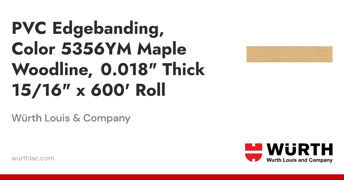 PVC Edgebanding, Color 5356YM Maple Woodline, 0.018