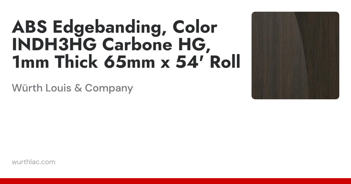 ABS Edgebanding, Color INDH3HG Carbone HG, 1mm Thick 65mm x 54' Roll ...