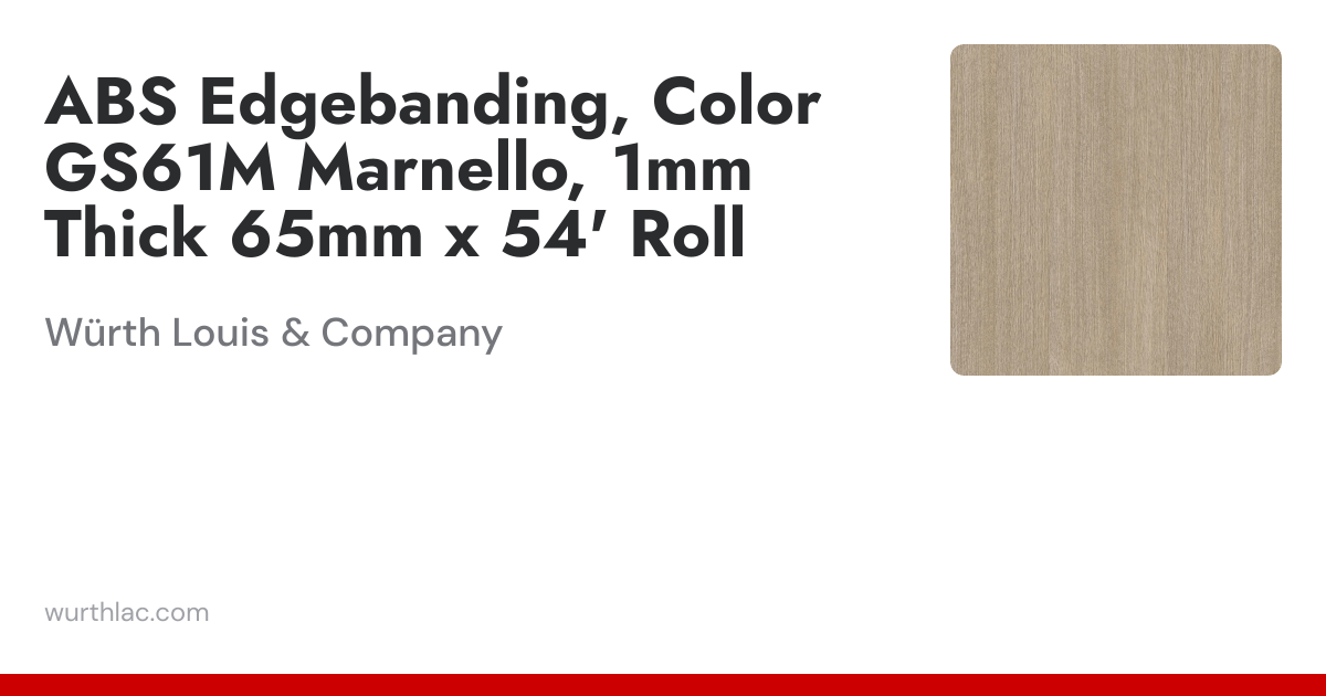 ABS Edgebanding, Color GS61M Marnello, 1mm Thick 65mm x 54' Roll ...